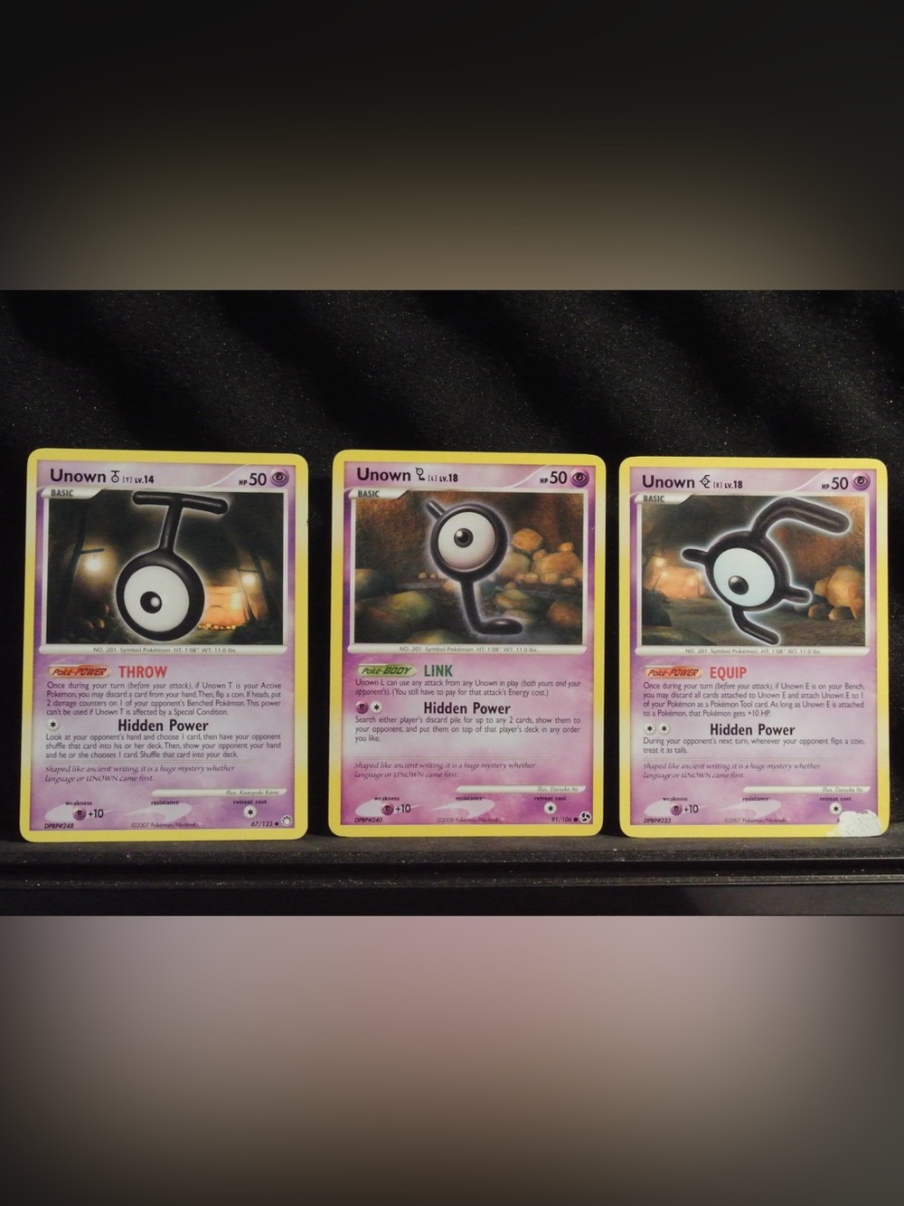 Unown Psychic Pokemon Trading Card Game Collectible Set - Rare